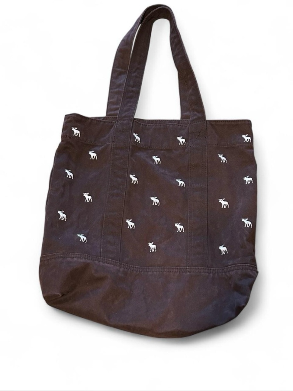 vintage y2k brown abercrombie & fitch tote bag with white embroidered moose